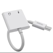 Dudao USB Type C - USB Type C / 3.5mm mini jack audio és töltés adapter fehér (L13T)