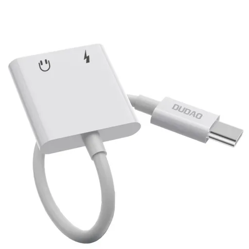 Dudao USB Type C - USB Type C / 3.5mm mini jack audio és töltés adapter fehér (L13T)