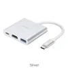 HOCO HB14 Type-C adapter (Type-C - USB3.0+HDMI+PD) ezüst - 0. kép