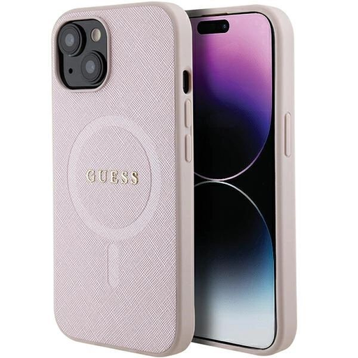 Guess Saffiano MagSafe tok iPhone 15 Plus - rózsaszín tok Guess Saffiano MagSafe tok iPhone 15 Plus - rózsaszín tok