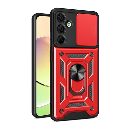 Hybrid Armor Camshield páncél tok kameravédővel és fém gyűrűvel Samsung Galaxy A16 / A16 5G - piros tok Hybrid Armor Camshield páncél tok kameravédővel és fém gyűrűvel Samsung Galaxy A16 / A16 5G - piros tok