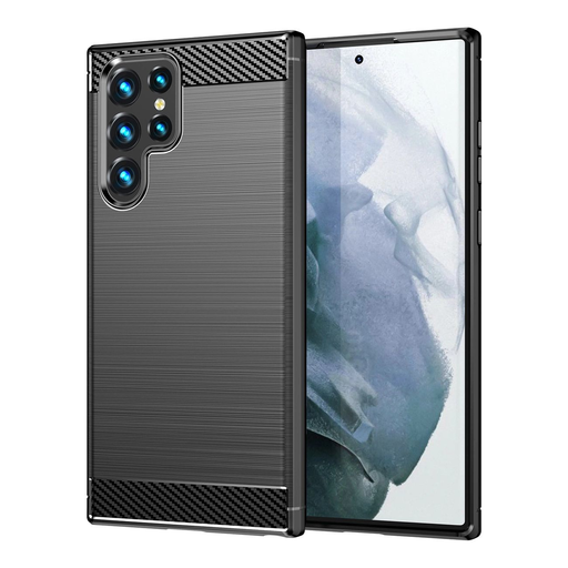 Samsung Galaxy S23 Ultra Carbon tok rugalmas szilikon karbon borítás fekete Samsung Galaxy S23 Ultra Carbon tok rugalmas szilikon karbon borítás fekete