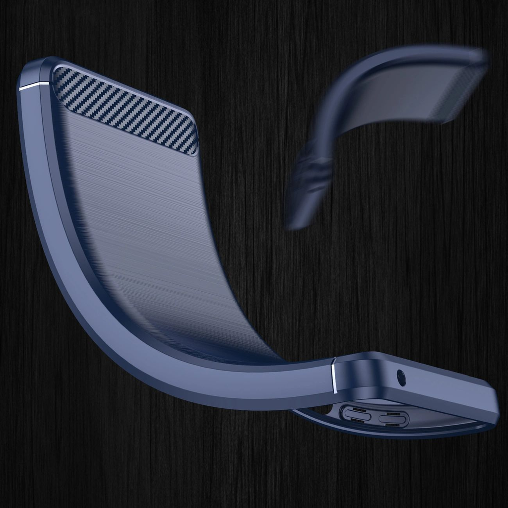 Szénszálas tok Samsung Galaxy S23 Ultra flexibilis szilikon szénszálas tok kék - 9