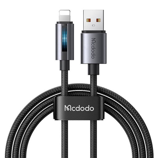 Mcdodo CA-5660 USB-A - Lightning kábel villogó fénnyel 1,2m (fekete)