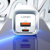 LDNIO A2318M USB, USB-C fali töltő + USB-C - Lightning kábel - 1. kép