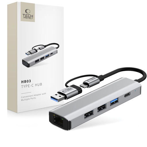 Tech-protect Hb03 Hub Adapter 5 az 1-ben Szürke