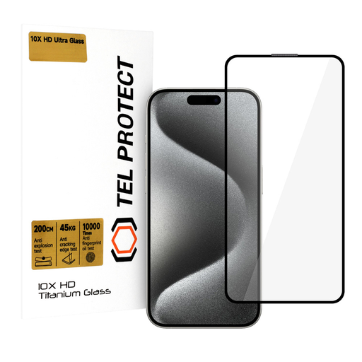 Edzett üveg Tel Protect 10X HD Titanium iPhone 15 Pro Max üvegfólia (boríték)