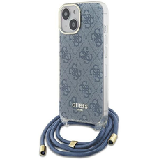 Guess Crossbody Cord 4G Print iPhone 15 tok - Kék