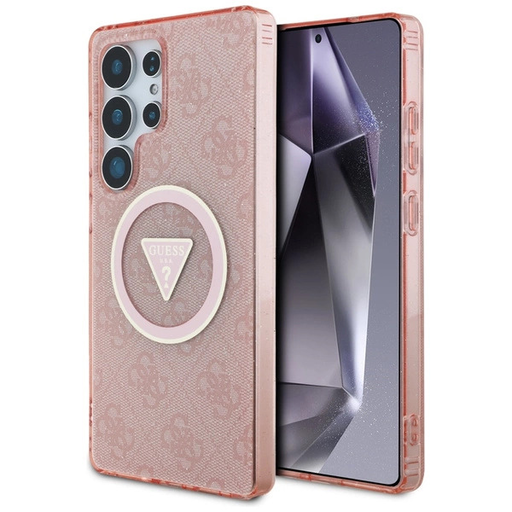 GUESS tok SAMSUNG S25 Ultra GUHMS25LHG4PRTGP (Mágneses IML fém csillogás 4G kör háromszög) rózsaszín GUESS tok SAMSUNG S25 Ultra GUHMS25LHG4PRTGP (Mágneses IML fém csillogás 4G kör háromszög) rózsaszín