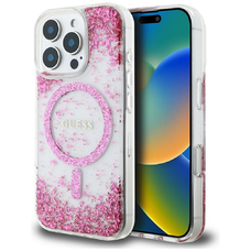 GUESS tok IPHONE 16 Pro-hoz kompatibilis MagSafe-fel GUHMP16LRGRGEP (Gyanta Aljú Csillogó) rózsaszín tok