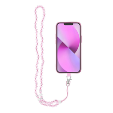 CRYSTAL DIAMOND medál telefonhoz / zsinór hossza 74cm (37cm a hurokban) / nyakba - halvány rózsaszín