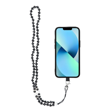CRYSTAL DIAMOND telefontartó medál / zsinór hossza 74 cm (hurokban 37 cm) / nyakra - fekete