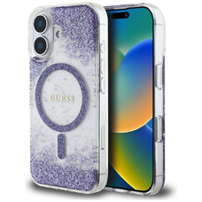 GUESS tok IPHONE 16-hoz kompatibilis MagSafe-fel GUHMP16SRGRGEU (Gyanta Aljú Csillogó) lila tok