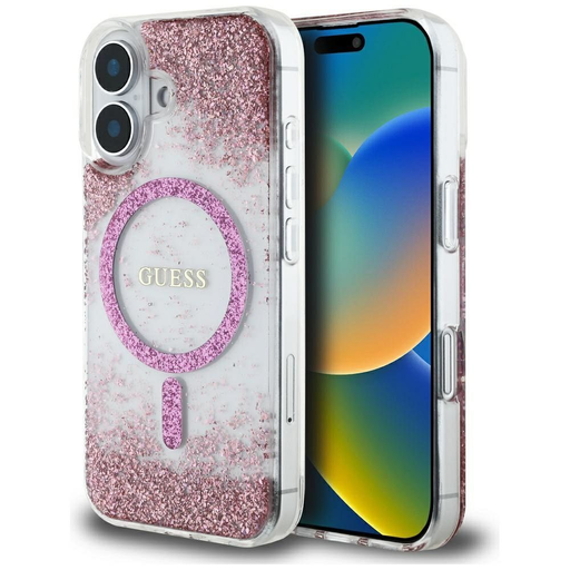 IPHONE 16 rózsaszín GUESS tok, MagSafe kompatibilis GUHMP16SRGRGEP (Gyanta Aljú Csillám) tok IPHONE 16 rózsaszín GUESS tok, MagSafe kompatibilis GUHMP16SRGRGEP (Gyanta Aljú Csillám) tok
