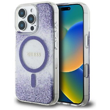 GUESS tok iPhone 16 Pro Max-hoz kompatibilis MagSafe-fel GUHMP16XRGRGEU (gyanta aljú csillogó) lila tok