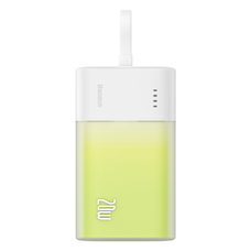 Baseus Popsicle 5200mAh 20W Powerbank beépített Lightning kábellel (+ Fehér Baseus Simple USB-C - USB-C 60W/20V/3A/30cm kábel) - Fehér-Zöld