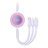 Baseus Bright Mirror 2 visszahúzható 3 az 1-ben kábel USB Type A - micro USB + Lightning + USB Type C 66W 1.1m lila (CAMJ010105) - 0. kép