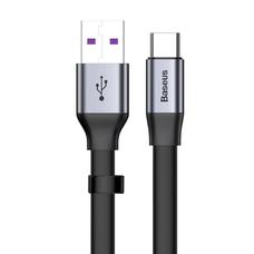 Baseus Simple lapos Type-C USB kábel SuperCharge 5A 40W Gyors Töltés 3.0 QC 3.0 23cm szürke (CATMBJ-BG1)