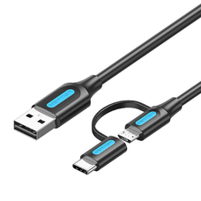 Kábel 2 az 1-ben USB 2.0 USB-C/Micro USB Vention CQDBF 1m (fekete)