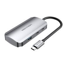 USB-C - USB-C Dokkoló Állomás, 3x USB3.0, PD 0,15m Vention TNDHB, szürke