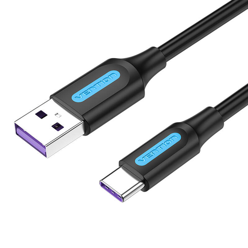 USB 2.0 A to USB-C Kábel Vention CORBF 5A 1m Fekete PVC