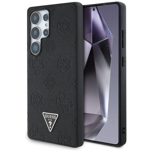 Guess Grained Hot Stamp Peony Pattern Triangle Logo MagSafe tok Samsung Galaxy S25 Ultra-hoz fekete Guess Grained Hot Stamp Peony Pattern Triangle Logo MagSafe tok Samsung Galaxy S25 Ultra-hoz fekete