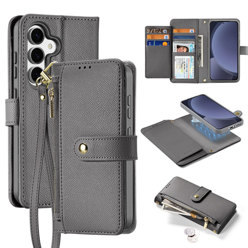 Dux Ducis Lawa bőrtok Samsung Galaxy S25-höz levehető mágneses pénztárcával - Szürke tok Dux Ducis Lawa bőrtok Samsung Galaxy S25-höz levehető mágneses pénztárcával - Szürke tok