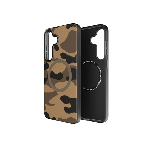 FORCELL F-PROTECT Levels with Dual Layer 4D technology, Miliatry Drop-Test compatible with MagSafe for SAMSUNG S25 PLUS desert camo