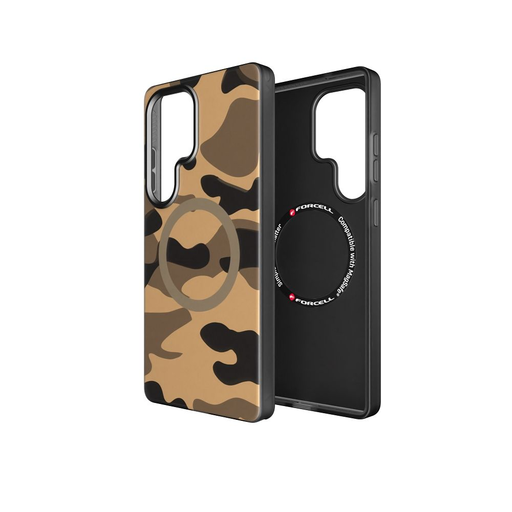 FORCELL F-PROTECT Levels with Dual Layer 4D technology, Miliatry Drop-Test compatible with MagSafe for SAMSUNG S25 ULTRA desert camo