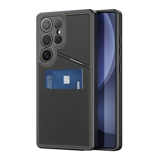 Dux Ducis Rafi II tok Samsung Galaxy S25 Ultra-hoz állvánnyal és pénztárcával - Fekete Dux Ducis Rafi II tok Samsung Galaxy S25 Ultra-hoz állvánnyal és pénztárcával - Fekete