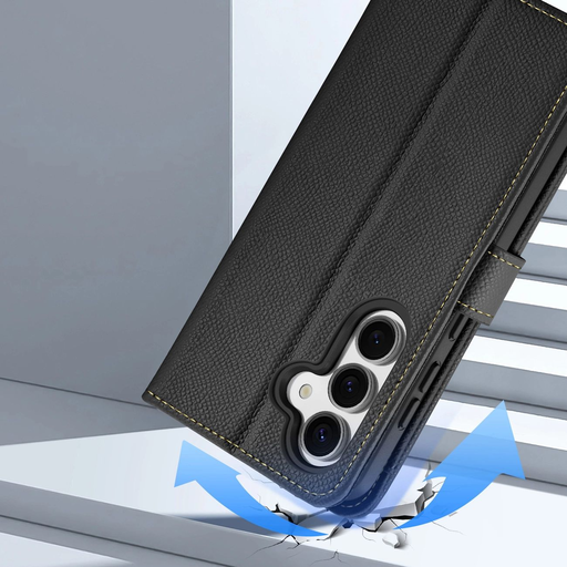 Dux Ducis Lawa bőrtok Samsung Galaxy S25-höz levehető mágneses pénztárcával - Fekete tok Dux Ducis Lawa bőrtok Samsung Galaxy S25-höz levehető mágneses pénztárcával - Fekete tok