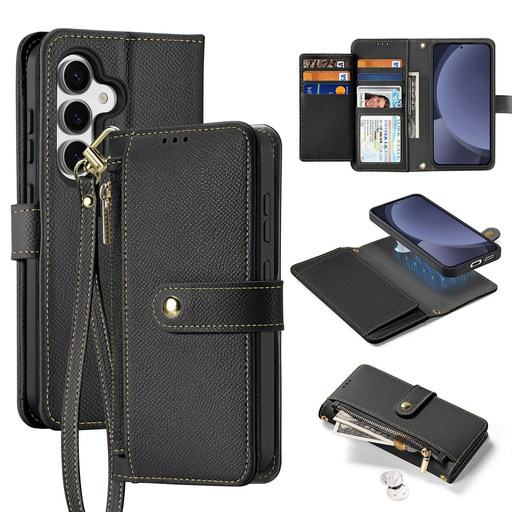 Dux Ducis Lawa bőrtok Samsung Galaxy S25+ levehető mágneses tárcával - fekete tok Dux Ducis Lawa bőrtok Samsung Galaxy S25+ levehető mágneses tárcával - fekete tok