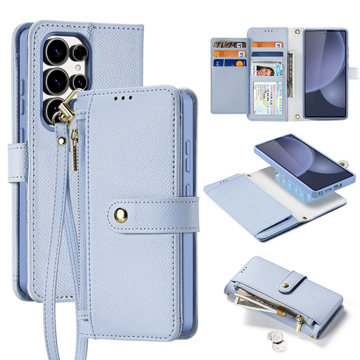 Dux Ducis Lawa bőrtok Samsung Galaxy S25 Ultra készülékhez levehető mágneses pénztárcával - Kék tok Dux Ducis Lawa bőrtok Samsung Galaxy S25 Ultra készülékhez levehető mágneses pénztárcával - Kék tok