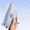 Dux Ducis Lawa bőrtok Samsung Galaxy S25 Ultra készülékhez levehető mágneses pénztárcával - Kék tok - 3. kép