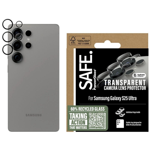 SAFE by PanzerGlass objektívlencse-védő Samsung Galaxy S25 Ultra készülékhez, átlátszó edzett üveg üvegfólia