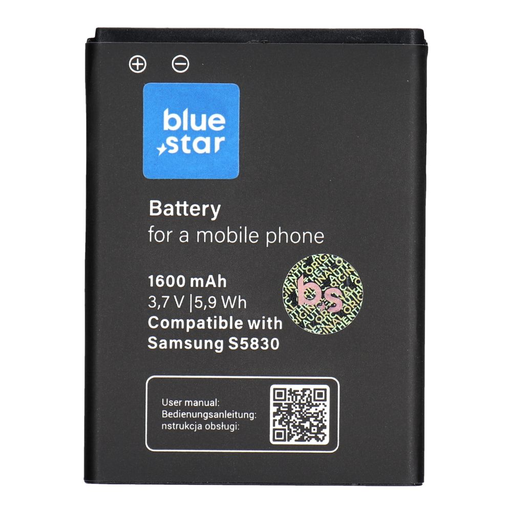 BLUE STAR PREMIUM akkumulátor SAMSUNG S5830 Galaxy Ace / Galaxy Gio S5670 1600 mAh