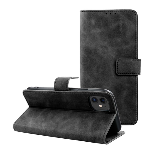 TENDER fliptok iPhone 12 / 12 Pro fekete tok