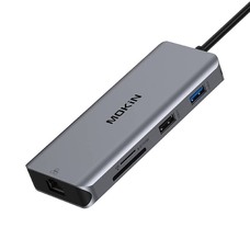 MOKiN 9 az 1-ben Laptop Dokkoló USB C - 2x USB 3.0 + USB 2.0 + 2x HDMI + SD/TF + RJ45 + PD (ezüst)