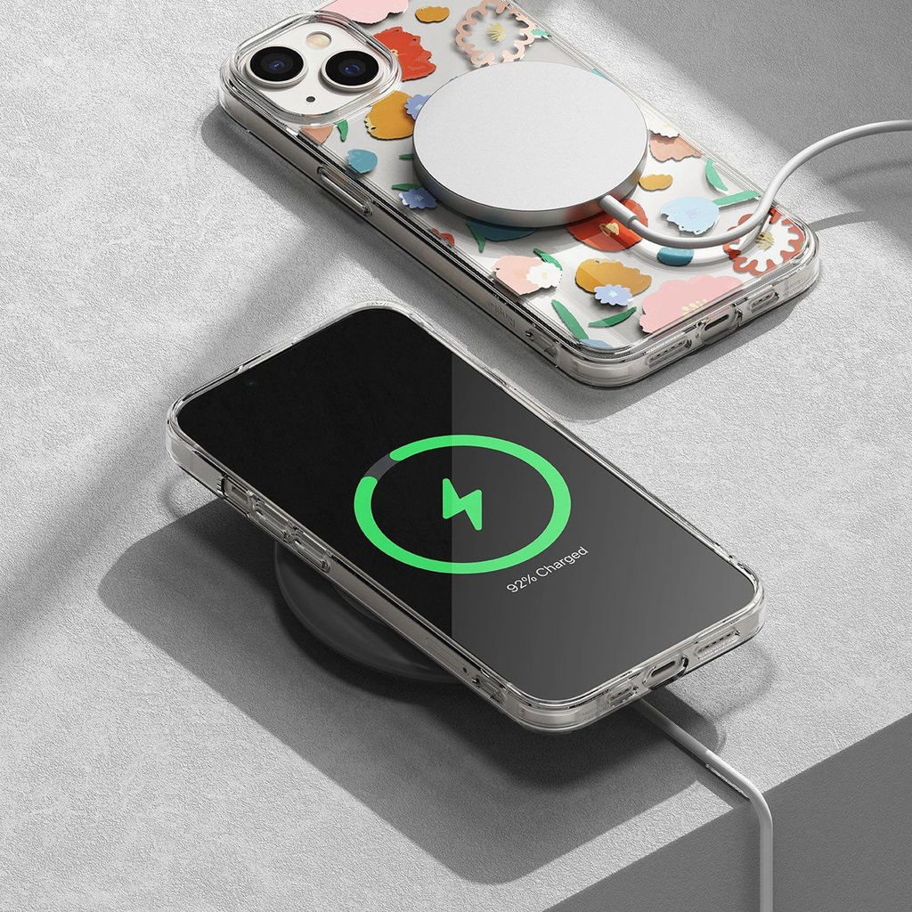 Ringke Fusion Design Páncélozott Tok zselés kerettel iPhone 14 Plus-hoz átlátszó (Virágos) - 8