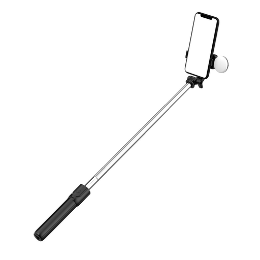 Selfie stick WH1YXS teleszkópos tripod 1m kerek lámpával és telefontartóval - fekete