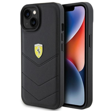 Ferrari Steppelt Fém Logó tok iPhone 15-höz - fekete