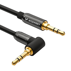 Wozinsky derékszögű AUX kábel (férfi-férfi) mini jack kábel 1.5 m fekete