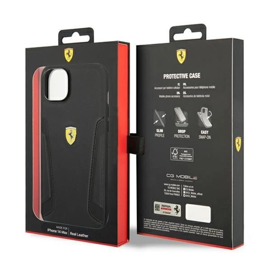Ferrari FEHCP14MRBUK iPhone 14 Plus 6.7" fekete/fekete kemény tok Bőr Nyomat Oldalak tok - 8