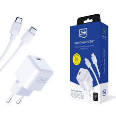 3mk Hyper Charger PD 25W+USB C-kábel C-C Fehér