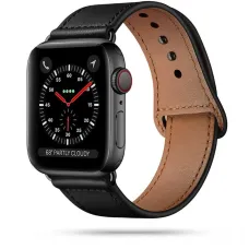 TECH-PROTECT BŐR ÓRASZÍJ APPLE WATCH 4/5/6/7/8/SE/Ultra (42/44/45/49mm) FEKETE