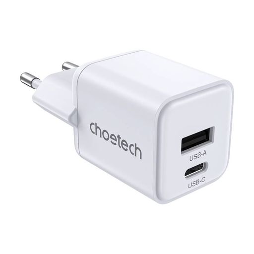 Töltő iPhone 16-hoz Choetech PD30W Két portos 1C1A (Fehér)