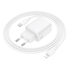Borofone hálózati töltő BN27 Fuente - USB + Type-C - QC 3.0 PD 20W, Type-C Lightning kábellel fehér - 4. kép