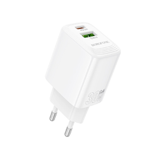 Borofone fali töltő BN29 Fuente - USB + Type C - QC 3.0 PD 30W fehér