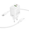 Borofone fali töltő BN29 Fuente - USB + Type C - QC 3.0 PD 30W Type C - Lightning kábel fehér - 2. kép
