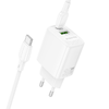 Borofone fali töltő BN29 Fuente - USB + Type C - QC 3.0 PD 30W Type C - Type C kábellel fehér - 0. kép